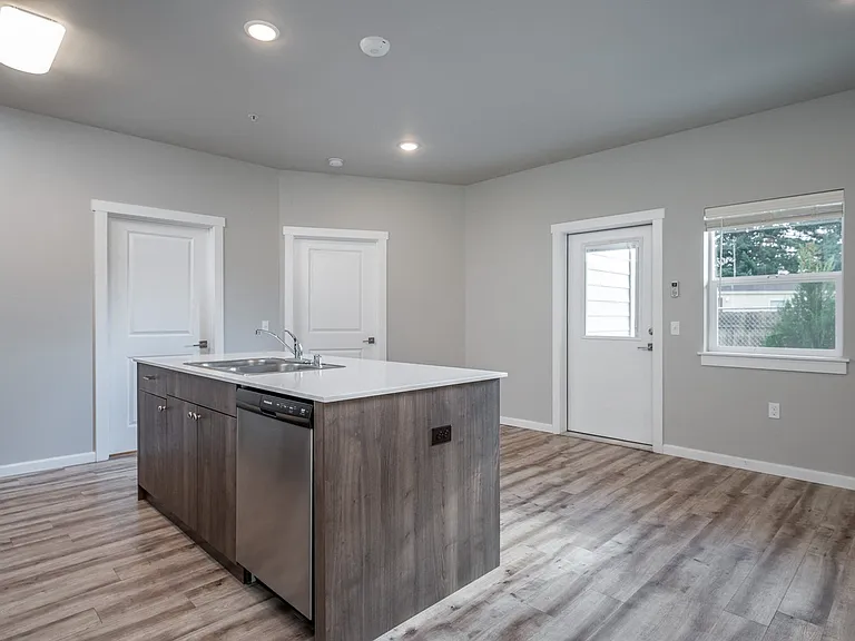 One Bedroom Kitchen and Living Room