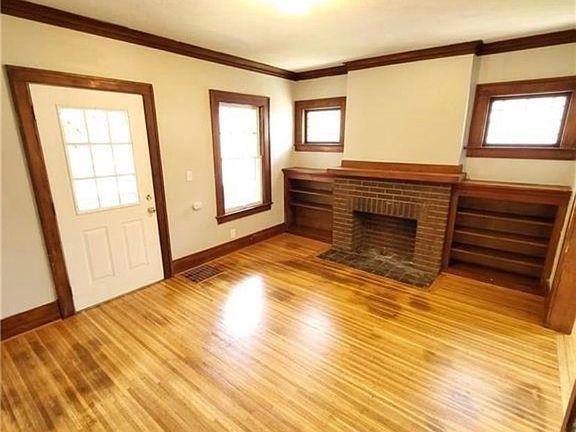 Living room and fireplace