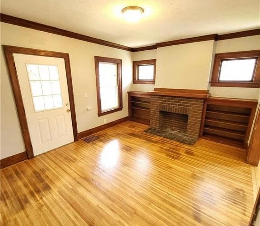 Living room and fireplace