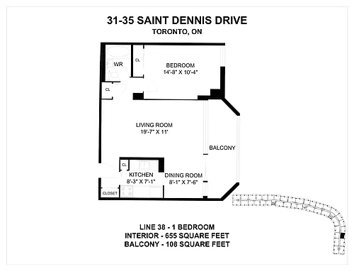 Floor plan 1 Bedroom 1 Bed 1 Bath 13