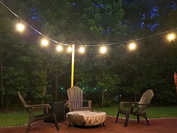 Patio at Dusk with lighting