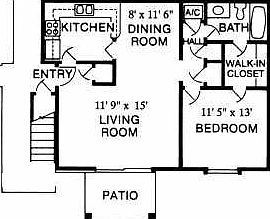 Arboretum One Bedroom One Bath 702 sq ft