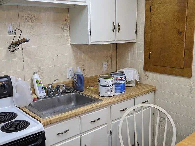 Kitchen is currently our "home base" for tools, paint and supplies.