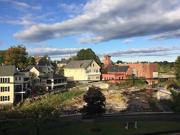 view from bedroom of town and river