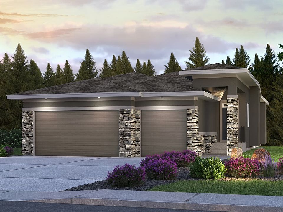 Exterior view of the Positano Prairie model by Brookfield Residential in Calgary.