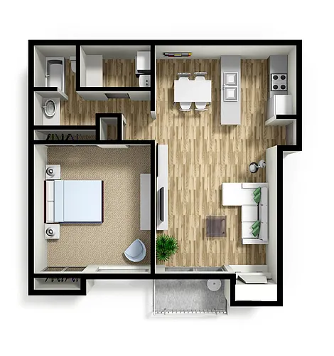 Floor plan 1x1 Willow