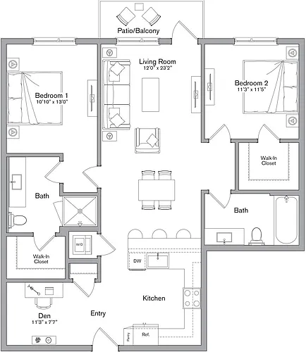 Floor plan B9 + Den