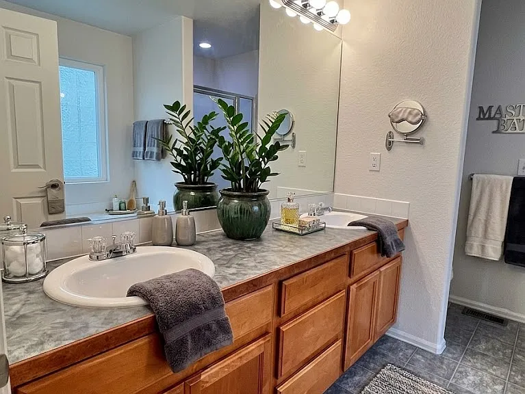 AI decorated master bathroom sink area.
NOTE: House is unfurnished.