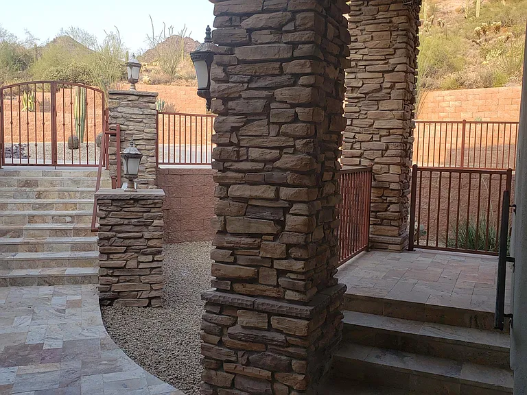 Steps and Gate to the large circular Driveway
Casita Front Entrance on the right