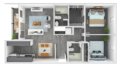 Floor plan 2 Bed - 2 Bath