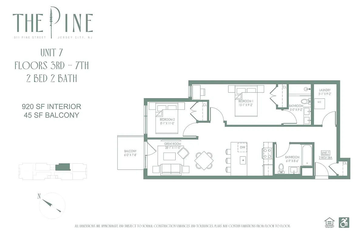Floor plan Two Bed with Balcony 07 Line