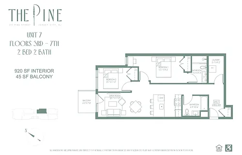 Floor plan Two Bed with Balcony 07 Line