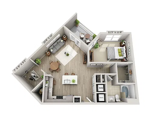 Floor plan B7 1 Bedroom 1 Bath