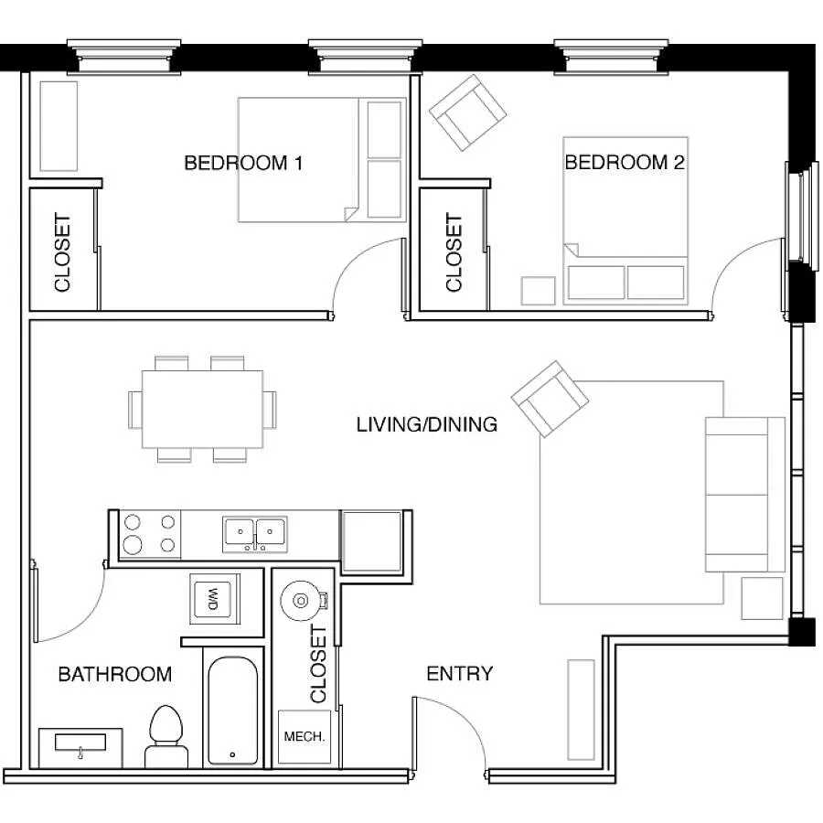 Floor plan 2 Bedroom-D2