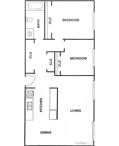 Floor plan 2 Bedroom 1 Bathroom