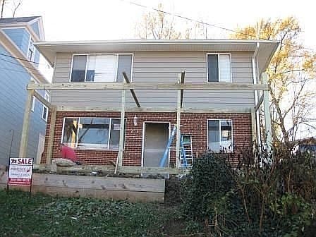 Front view deck under construction