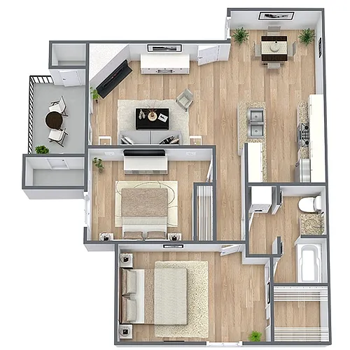 Floor plan B1: 2 Bed 1 Bath