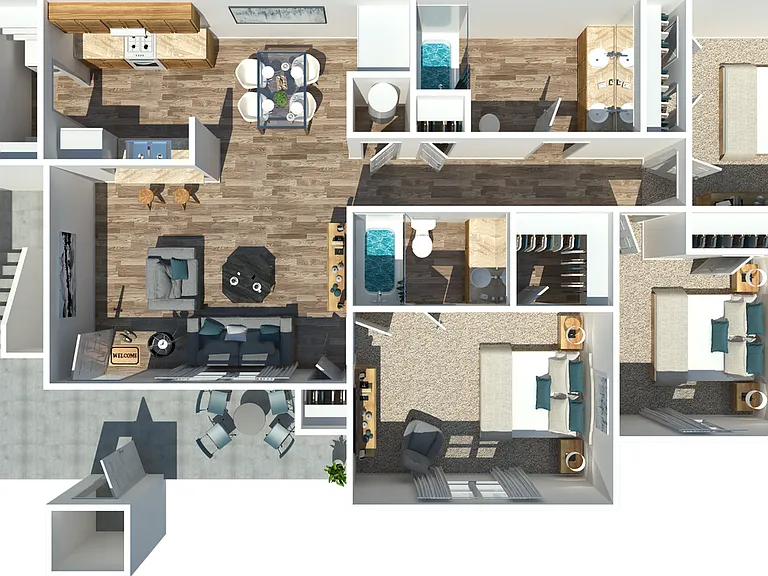 Three Bedroom + Two Bathroom Three Bedroom + Two Bathroom