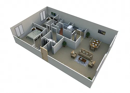 Floor plan Two Bedroom One Bath