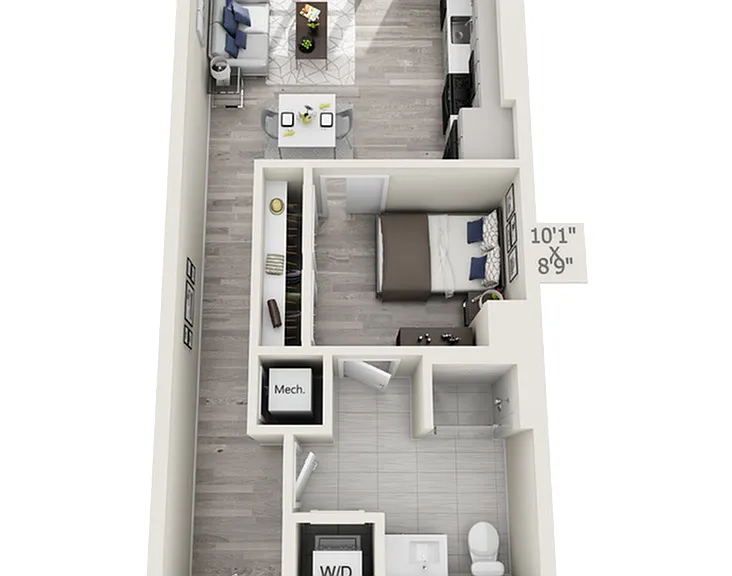 Studio One Bath Penthouse (610 SF) Studio One Bath Penthouse (610 SF)