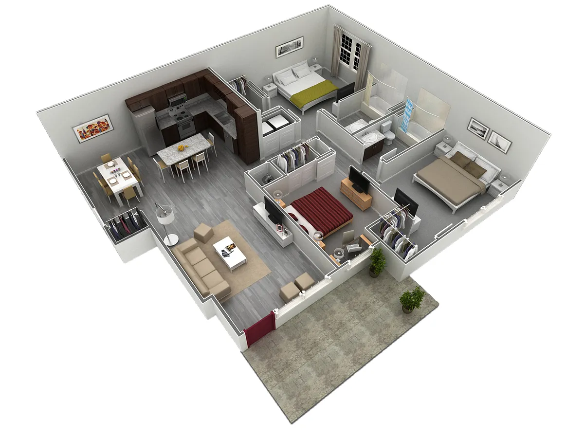 Floor plan 3 BR Grand Courtyard