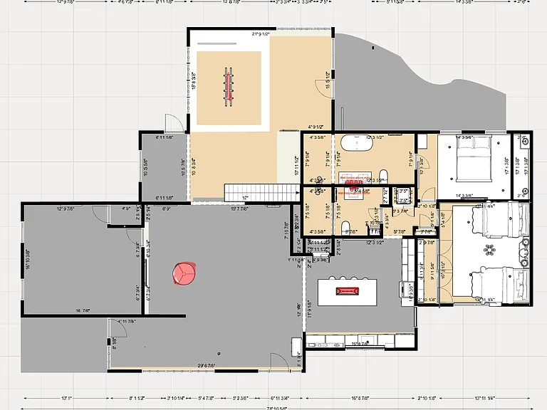 Main level schematic (furniture is approximate, no bath tub)