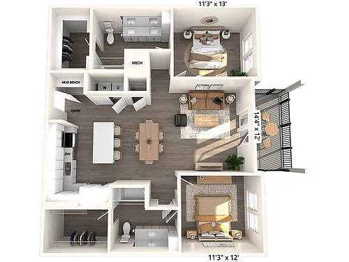 Floor plan B4-1239sf-354-658