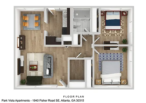 Floor plan 2 Bed - 1 Bath