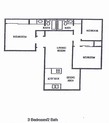 Floor plan 3 Bedroom / 2 Bath