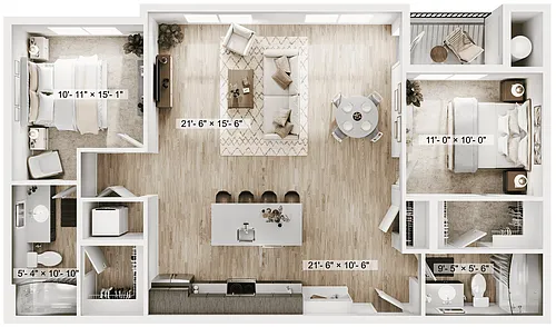 Floor plan 2BR/2BA - B2