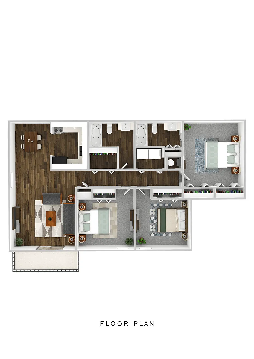 Floor plan 3 BR 2 B