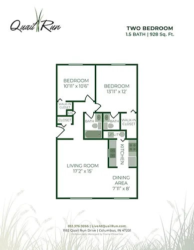 Floor plan 2 Bedroom (928 Sq. Ft.)