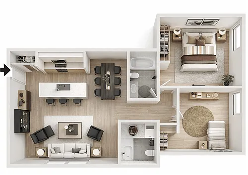 Floor plan Cedarwood - 2 Bedroom 1 Bath