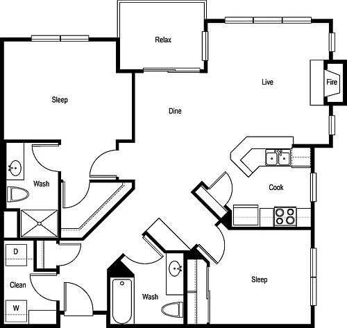 Floor plan 2x2 B - Standard