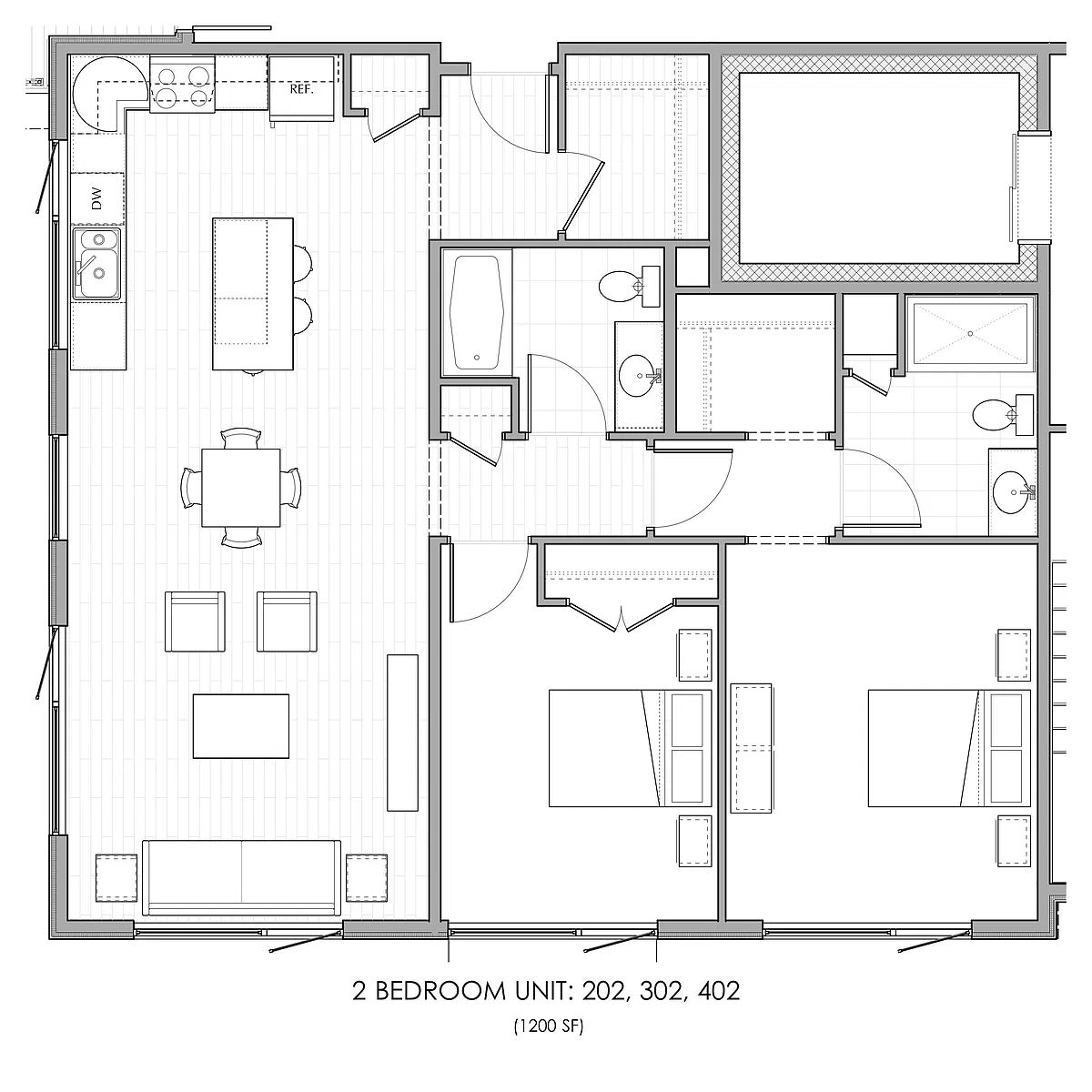 Floor plan Two Bedroom Two Bathroom