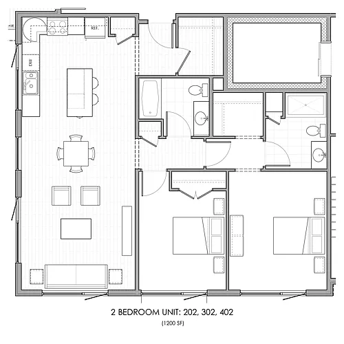 Floor plan Two Bedroom Two Bathroom