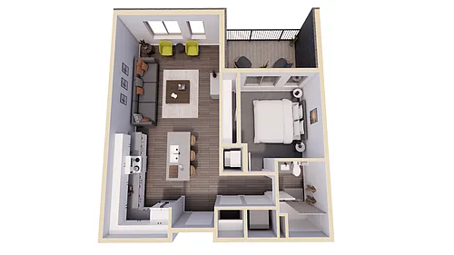 Floor plan 1 Bed - 750 SF