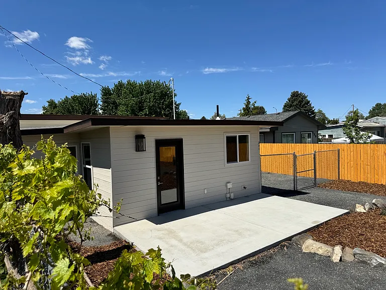 Park side entry and patio area