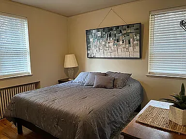 Queen bed in spare bedroom