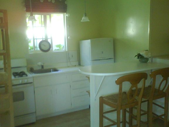gas stove, medium refrig on right side of pic 2 windows faci