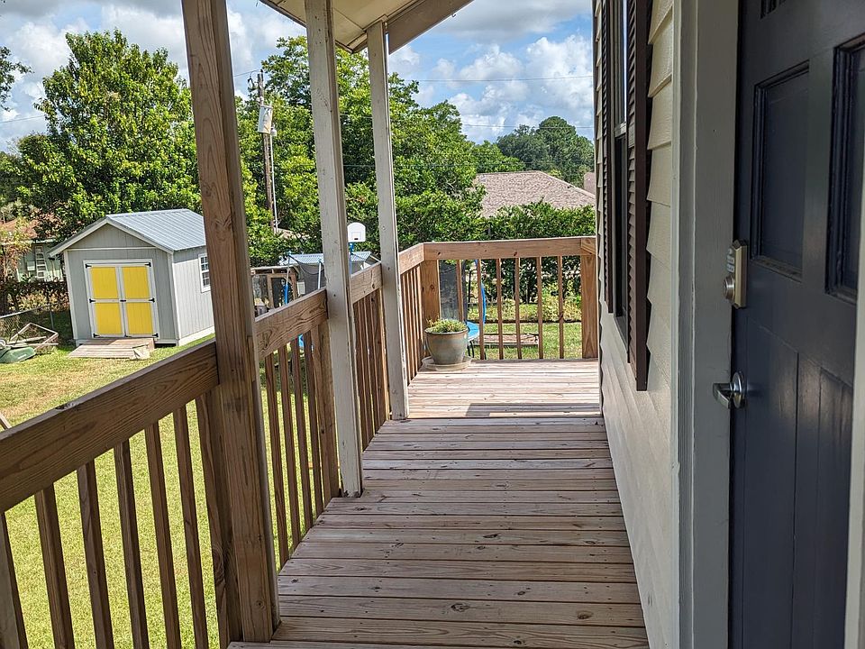 Porch overlooking backyard