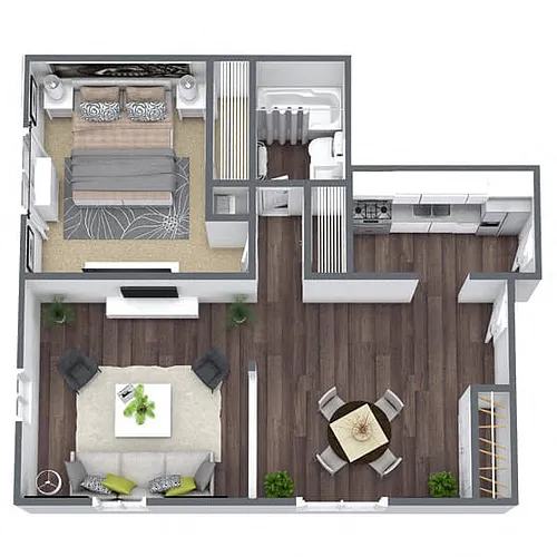 Floor plan A6: 1 Bed 1 Bath