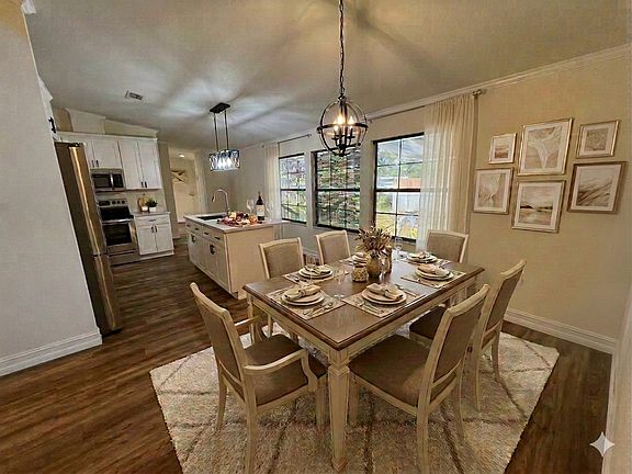 Dining space staged