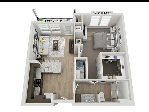 Floor plan A1-1BR/BA