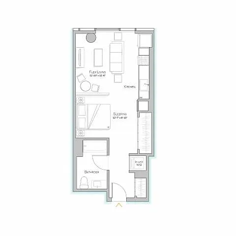 Floor plan Convertible - Tier 09 - 550 SF