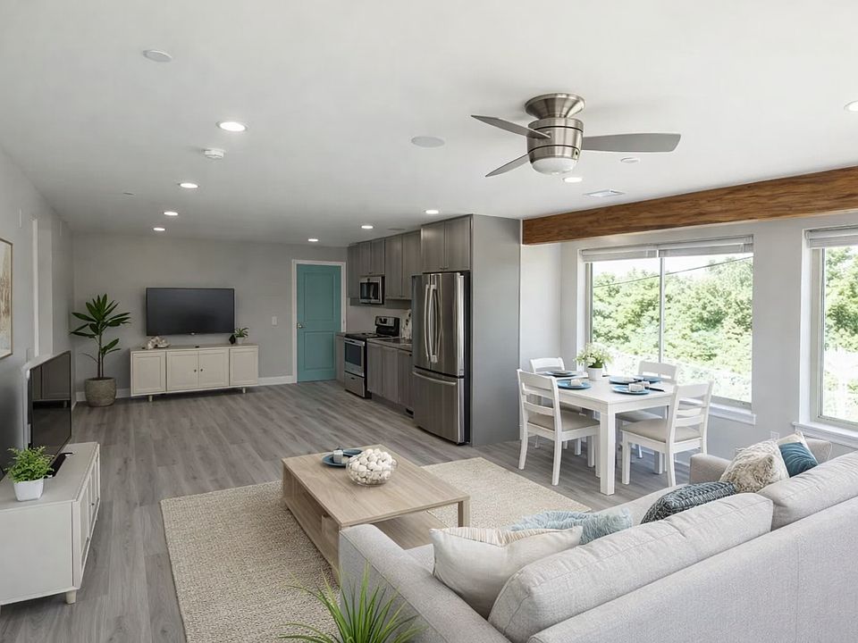 Living room - dining - kitchen shown as furnished