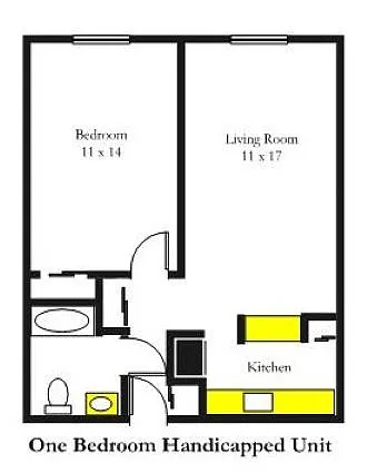 Floor plan 1BR Handicapped