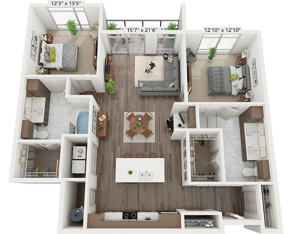 Floor plan Two Bedroom B2B