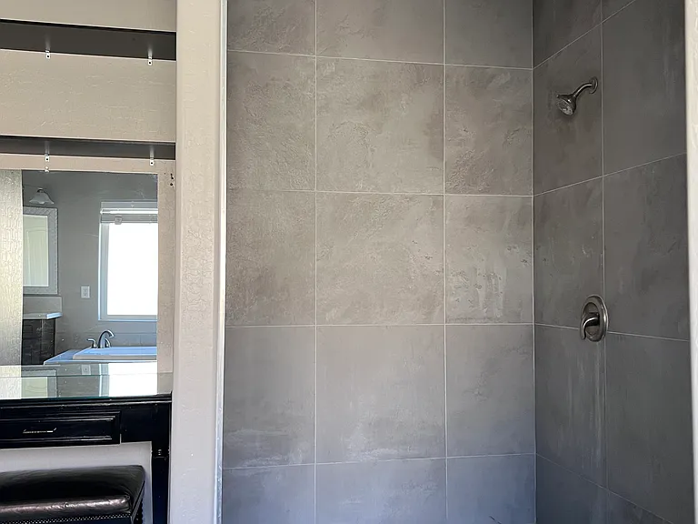Larger walking shower.