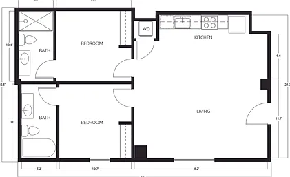 2 Bed | 2 Bath | 723-775 SQ FT 2 Bed | 2 Bath | 723-775 SQ FT